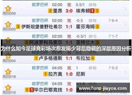 为什么如今足球竞彩场次愈发稀少背后隐藏的深层原因分析
